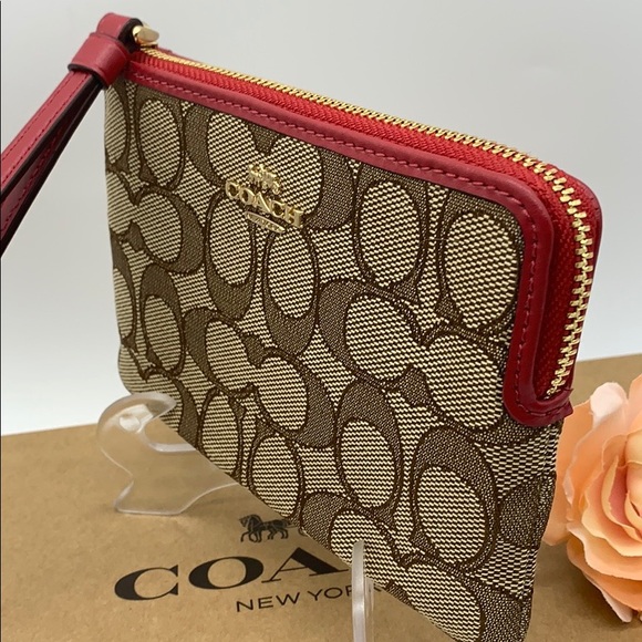 COACH Double Corner Zip Wristlet In Signature Canv - Picture 5 of 8